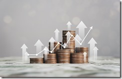 stack of silver coins with trading chart in financial concepts and financial investment business stock growth