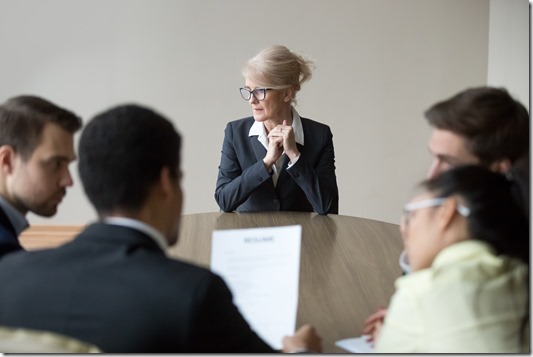 Woman passing job interview in the office at boardroom