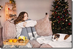 Young woman feeling alone during christmas holiday